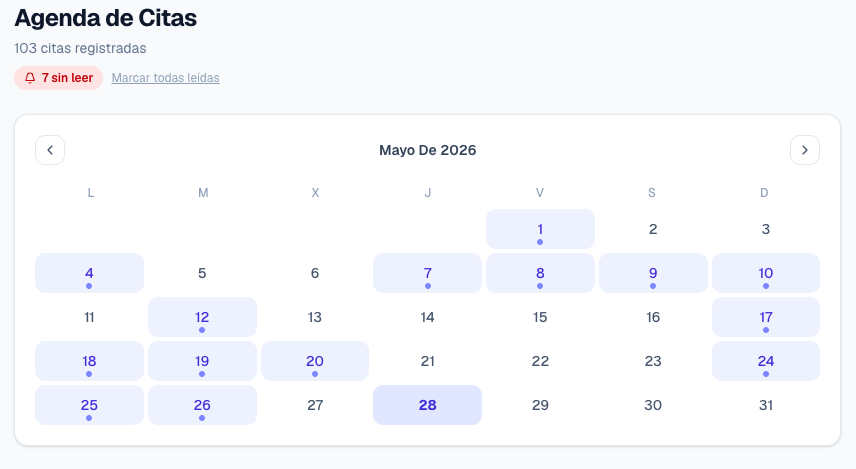 Agenda automática de citas generadas por el bot